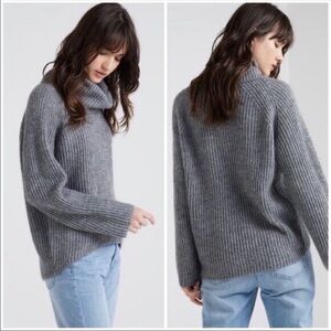 GUC JCREW Point Sur Ribbed Gray Turtleneck Sweater Size XS